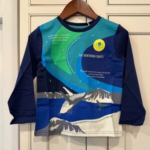 Boden Glow-in-the-Dark Northern Lights Whale Tee - Navy, Teal, Green